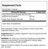 Swanson Ginger Root Extract 250mg capsules bottle side view