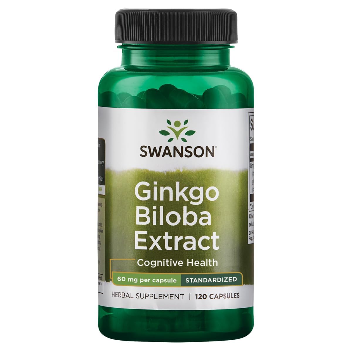 Swanson Ginkgo Biloba Leaf Extract 60mg capsules front view