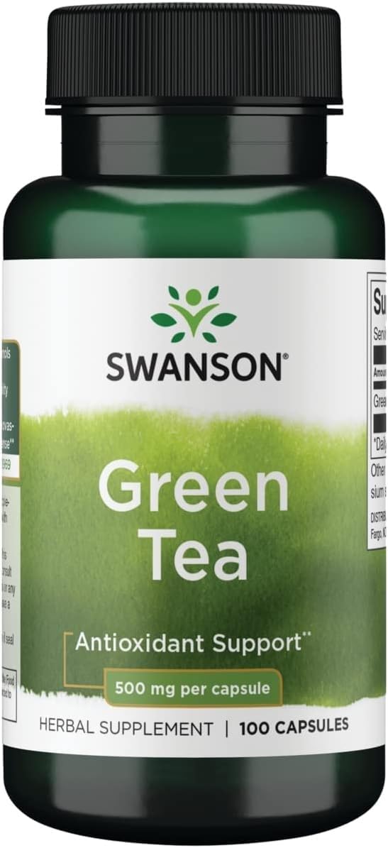 Swanson Green Tea Extract Capsules 500mg front view