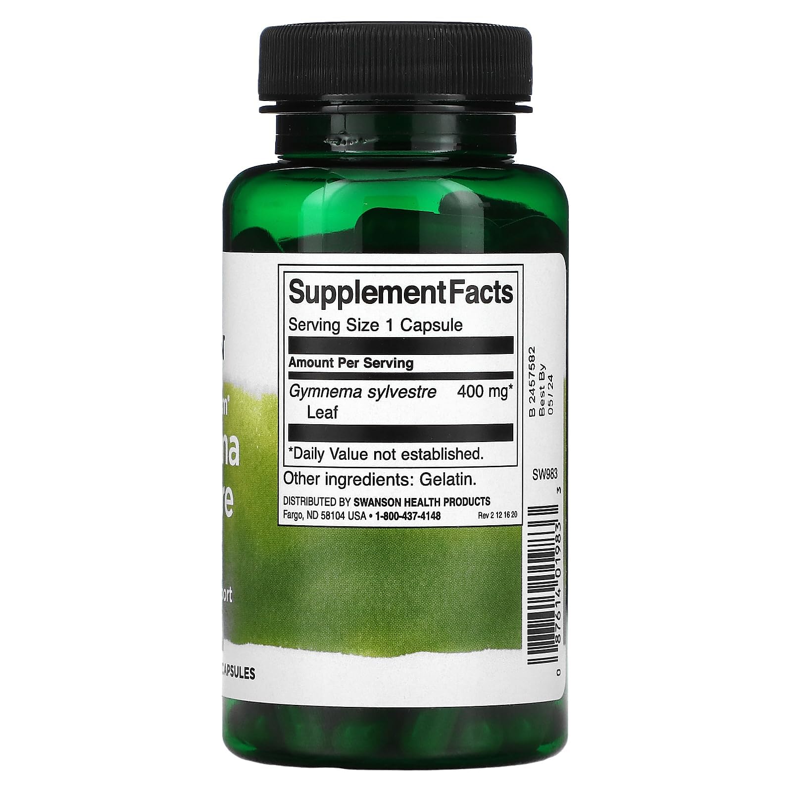 Swanson Gymnema Sylvestre Leaf Capsules 400mg close-up of capsules