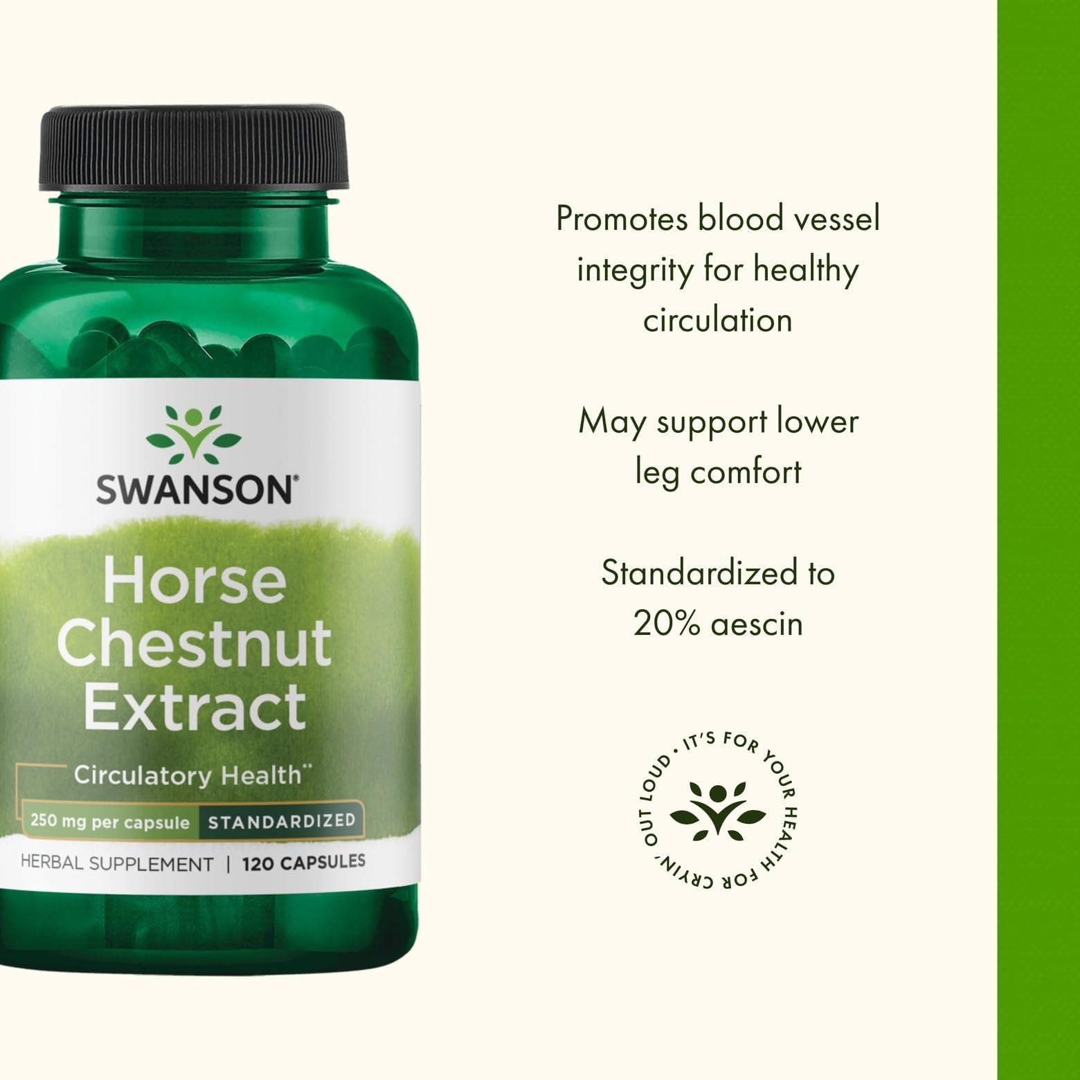 Swanson Horse Chestnut Extract 250mg capsules back view