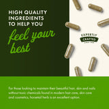 Swanson Horsetail Supplement 500mg capsules with a measuring spoon