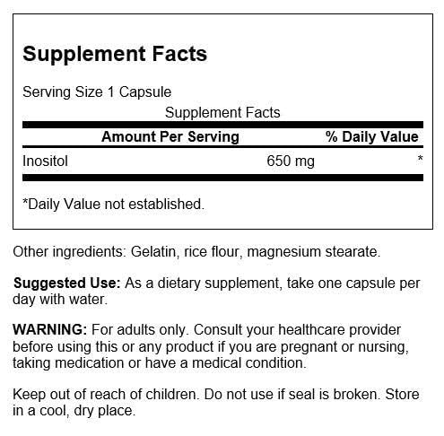 Swanson Inositol B8 Supplement 650mg back view