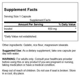 Swanson Inositol B8 Supplement 650mg back view