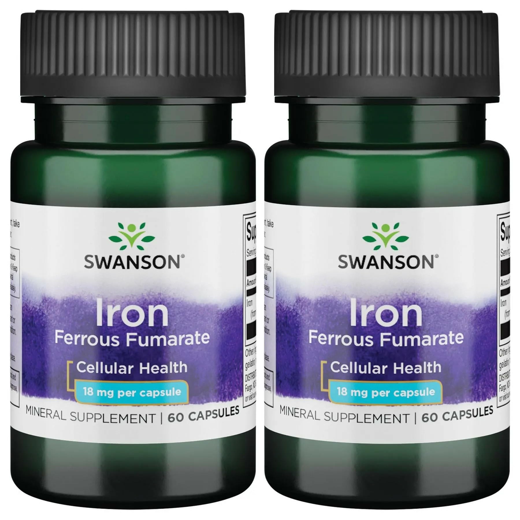 Swanson Iron Supplement 18mg capsule bottle front view