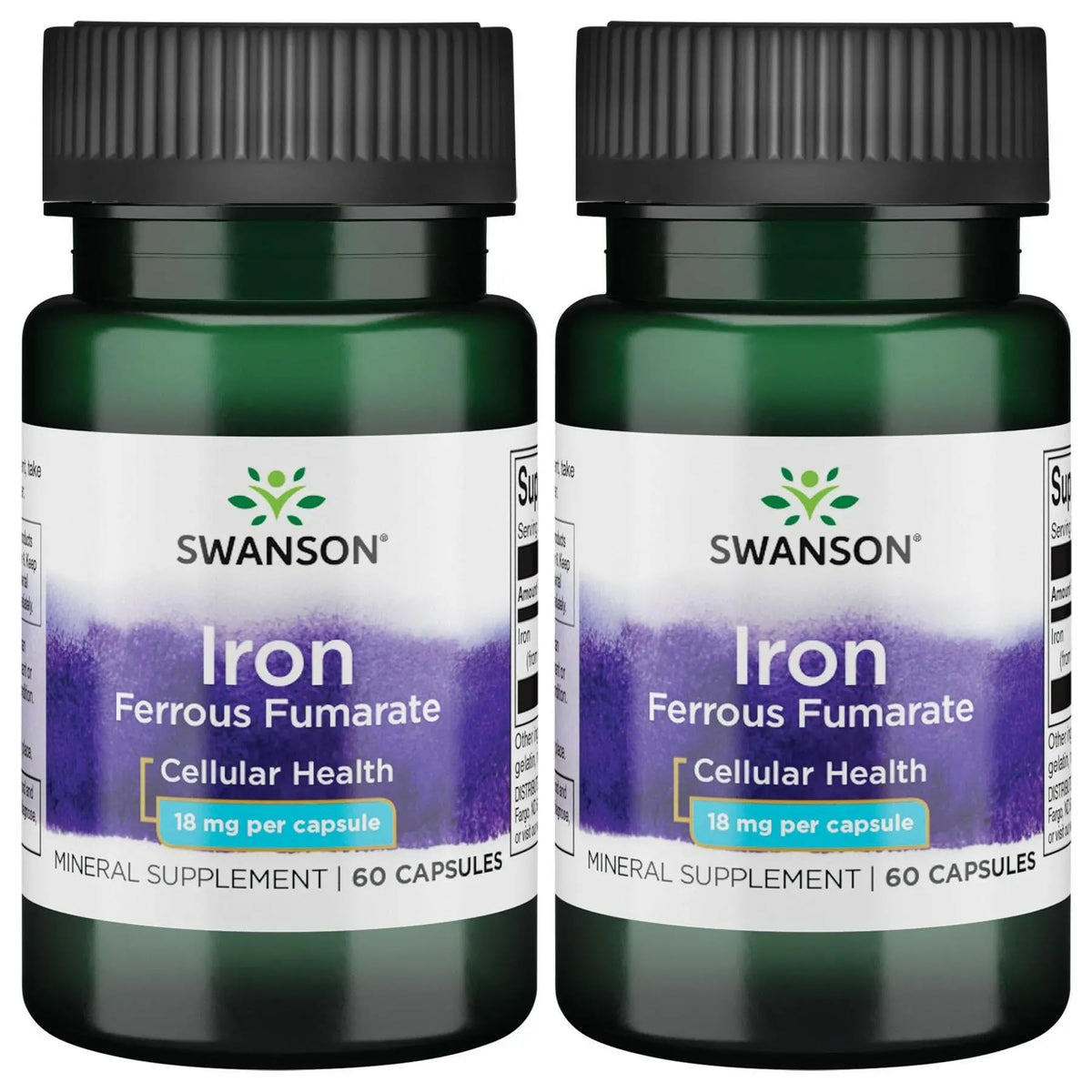Swanson Iron Supplement 18mg capsule bottle front view