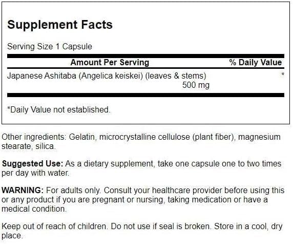 Swanson Japanese Ashitaba 500mg Capsules side view