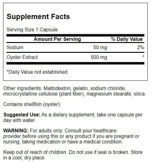 Swanson Japanese Oyster Extract 500mg capsules side view