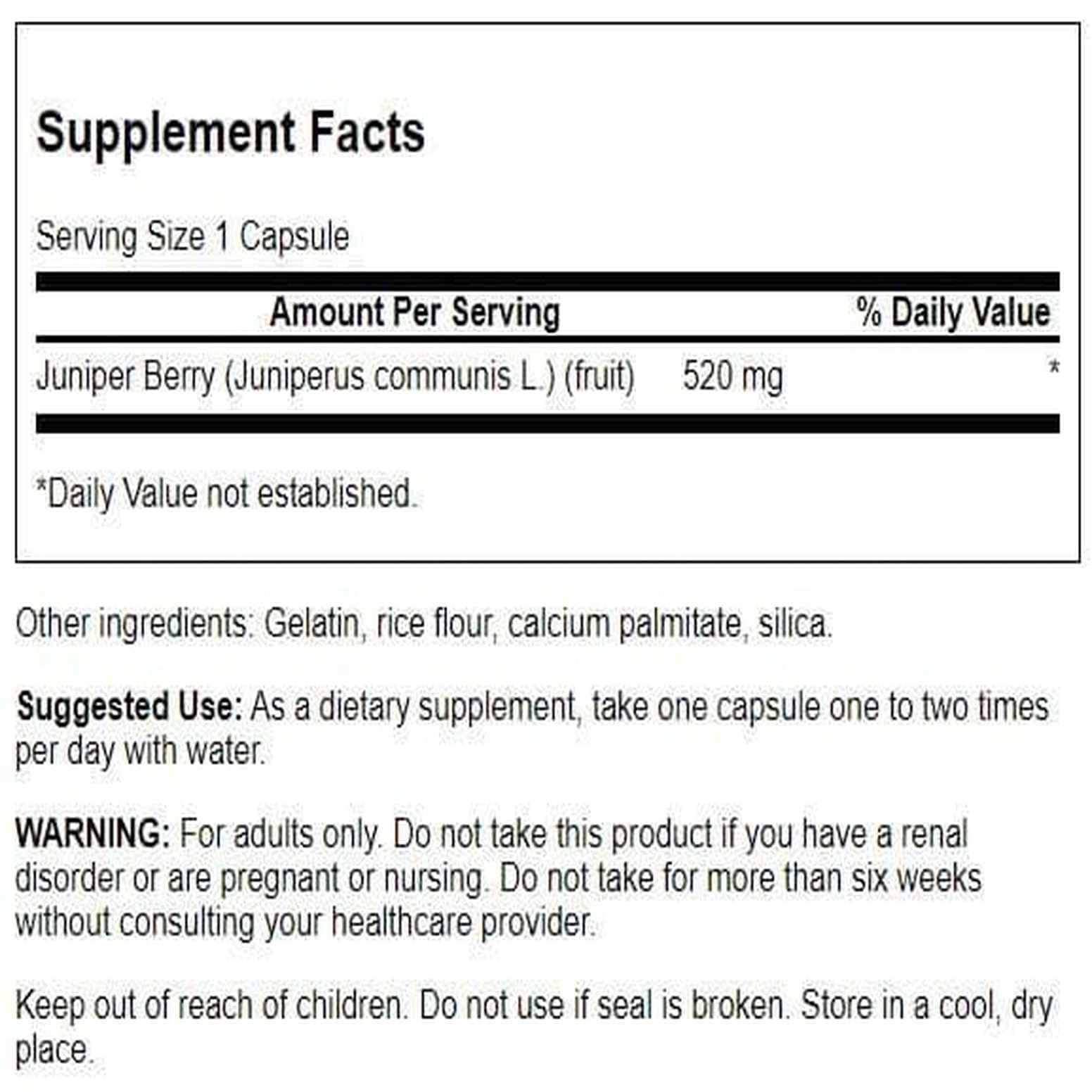 Swanson Juniper Berries supplement bottle side view