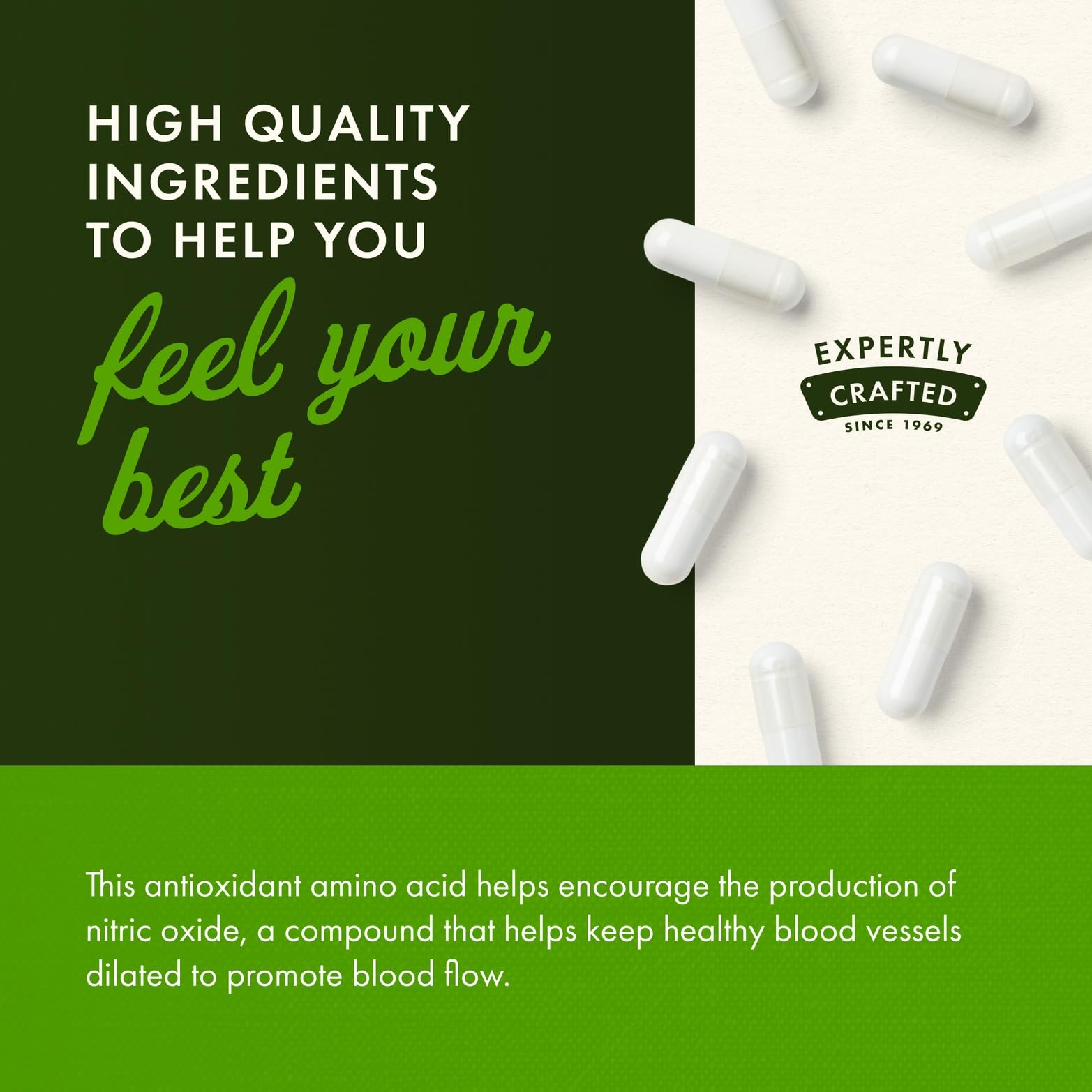 Swanson L-Arginine 850mg supplement capsule close-up