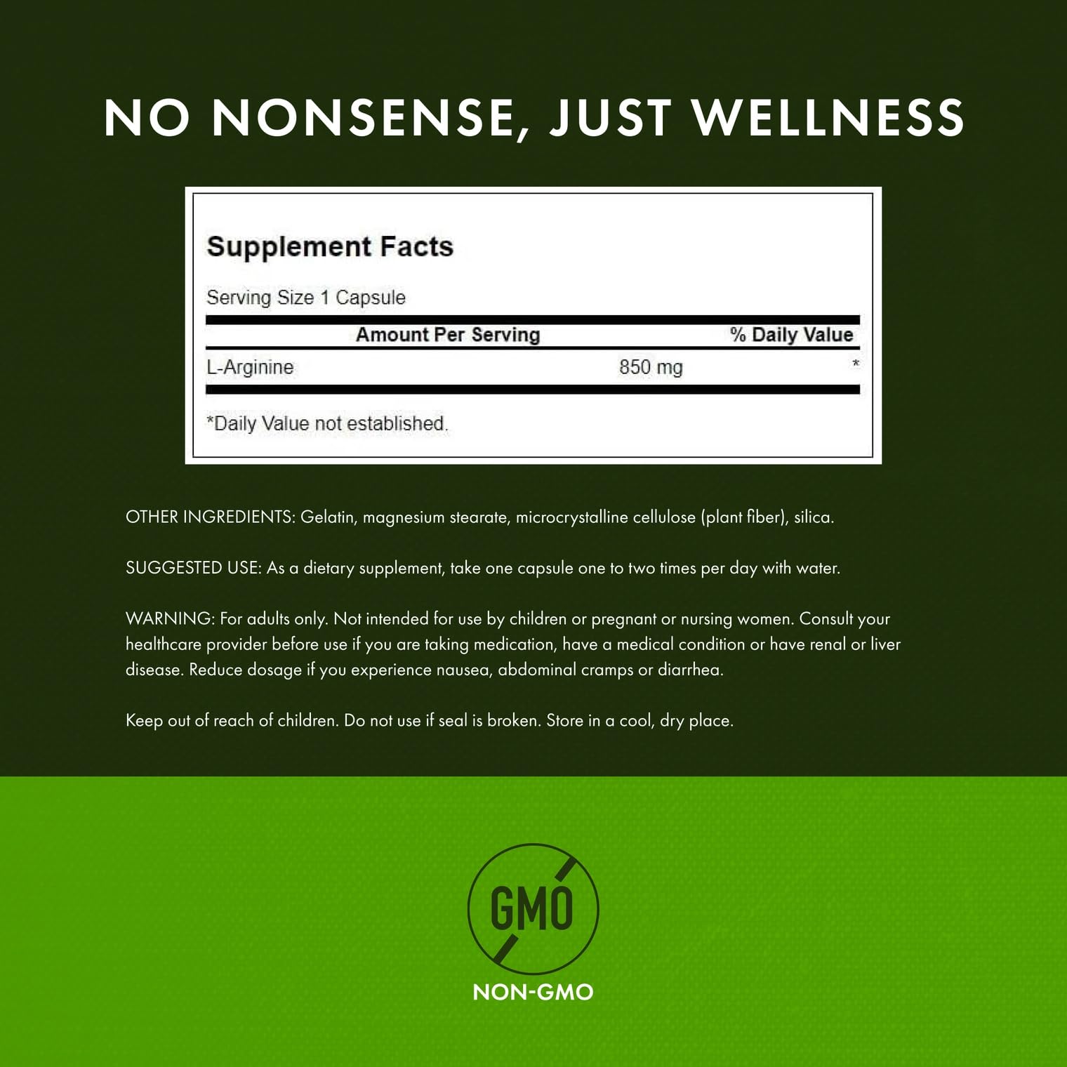 Swanson L-Arginine 850mg supplement packaging