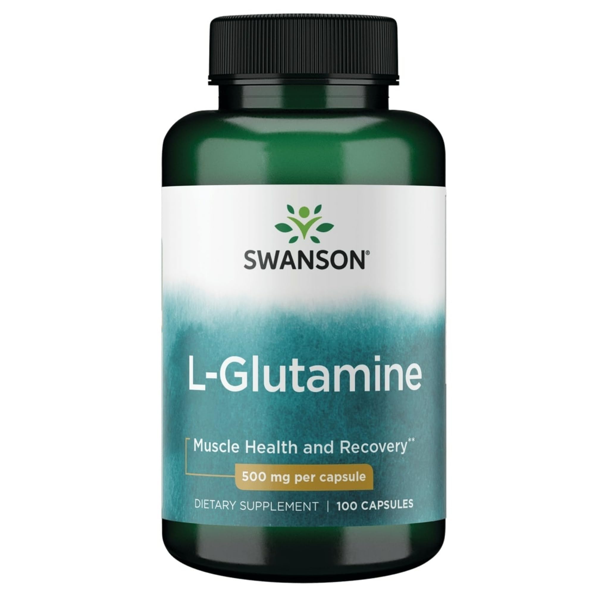 Swanson L-Glutamine 500mg Capsules front view