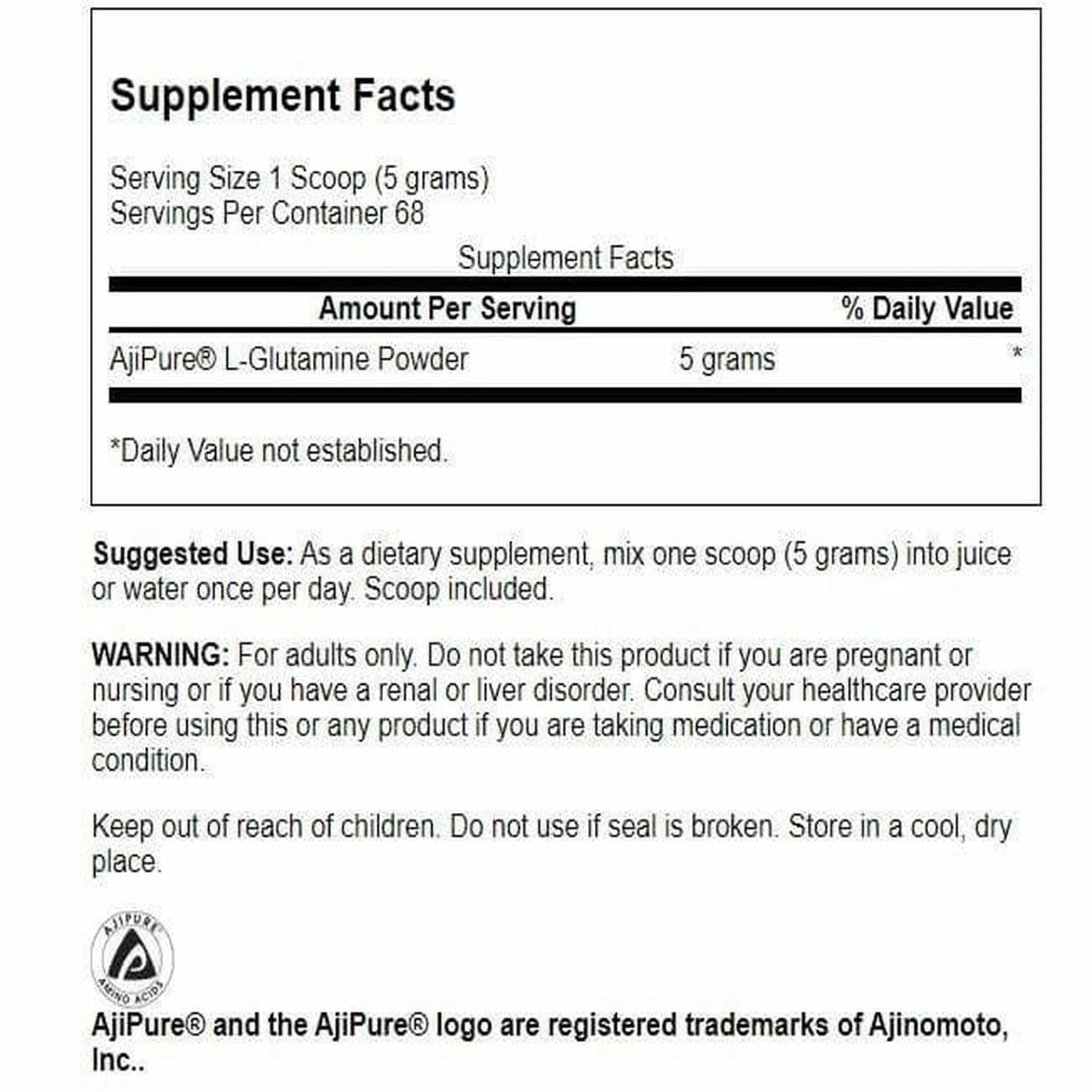 Swanson L-Glutamine Powder 340g packaging