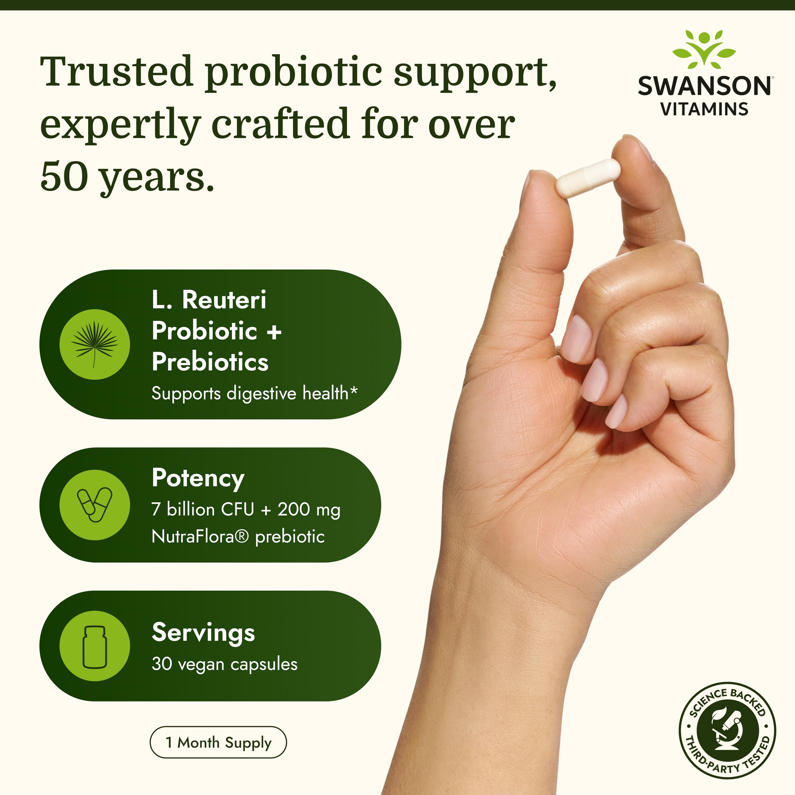 Swanson L. Reuteri Probiotic Plus capsule close-up