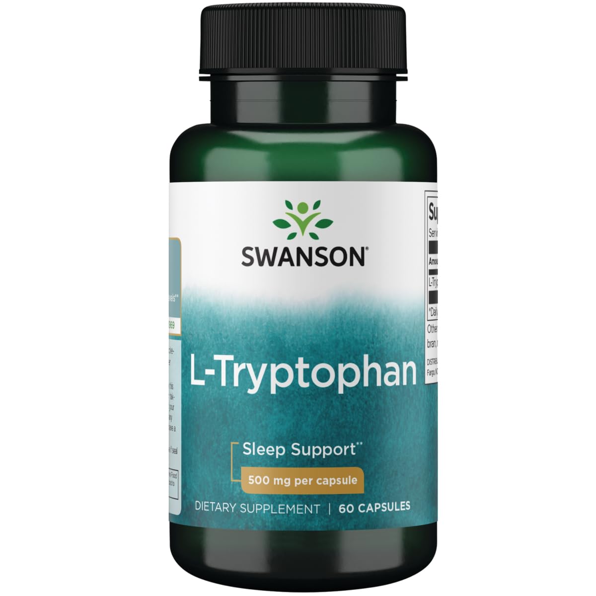 Swanson L-Tryptophan 500mg capsule bottle front view