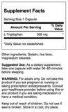 Swanson L-Tryptophan 500mg capsules close-up of the label