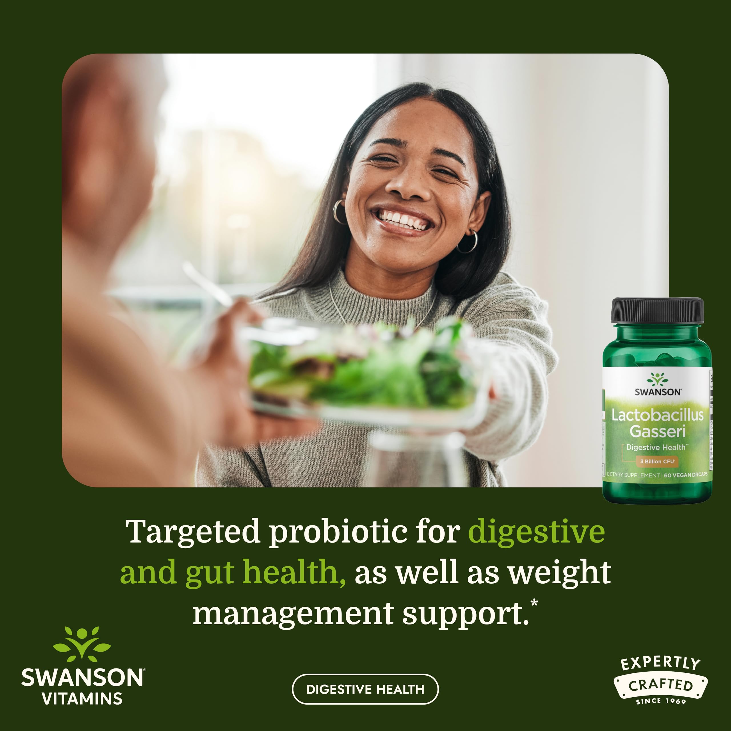 Swanson Lactobacillus Gasseri Probiotic capsules in a clear container