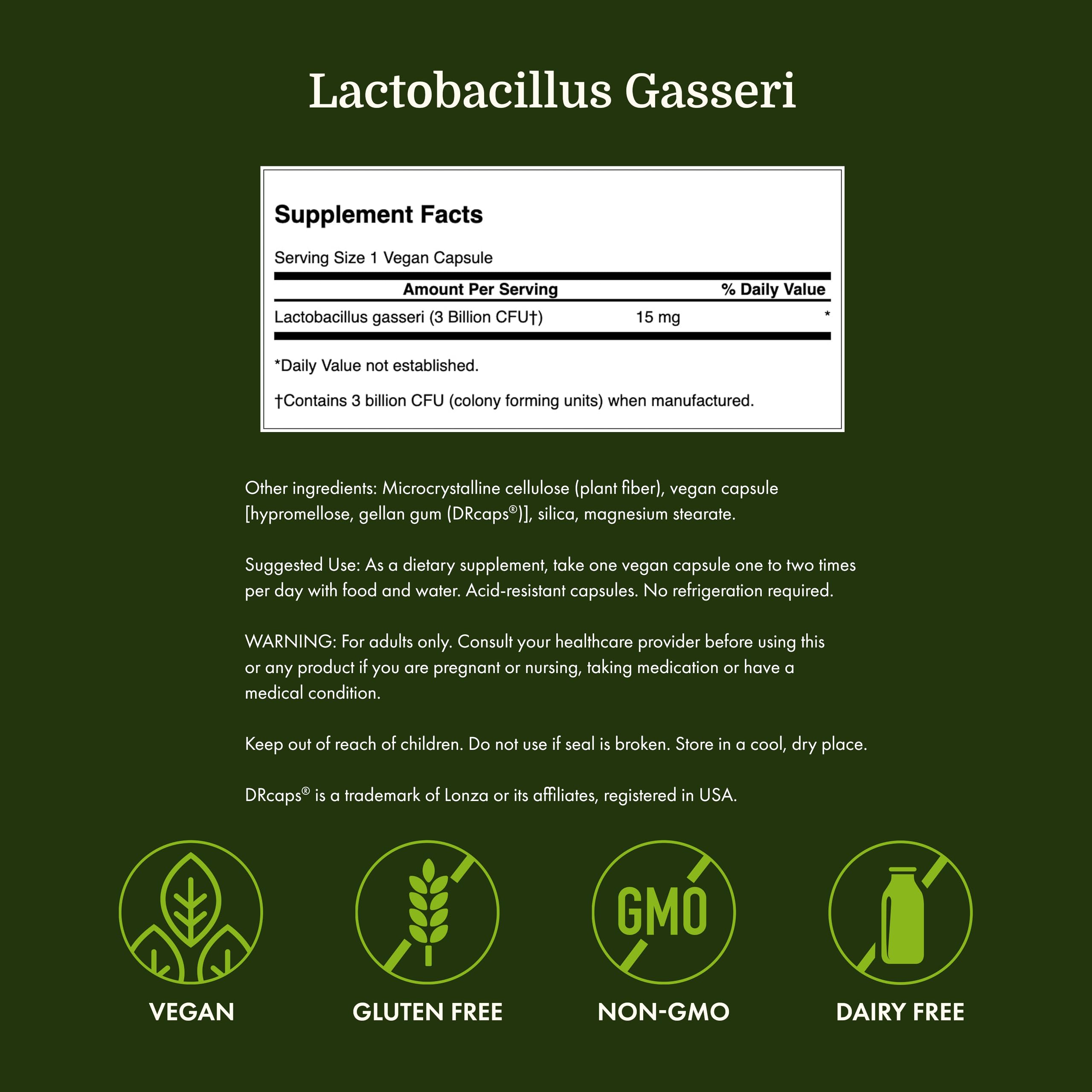 Swanson Lactobacillus Gasseri Probiotic capsules on a table