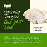 Swanson Lion's Mane Mushroom capsules on a wooden table