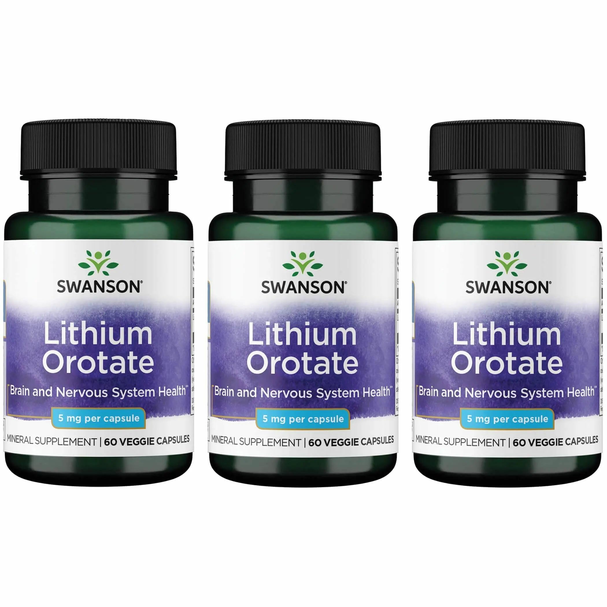 Swanson Lithium Orotate 5mg supplement front view