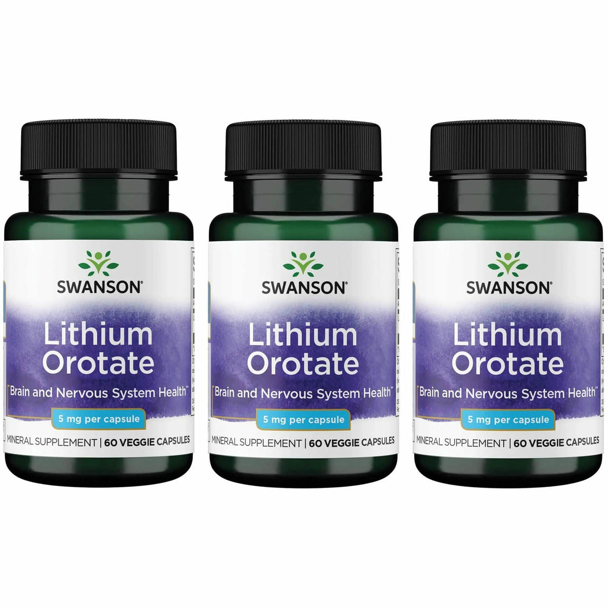 Swanson Lithium Orotate 5mg supplement front view