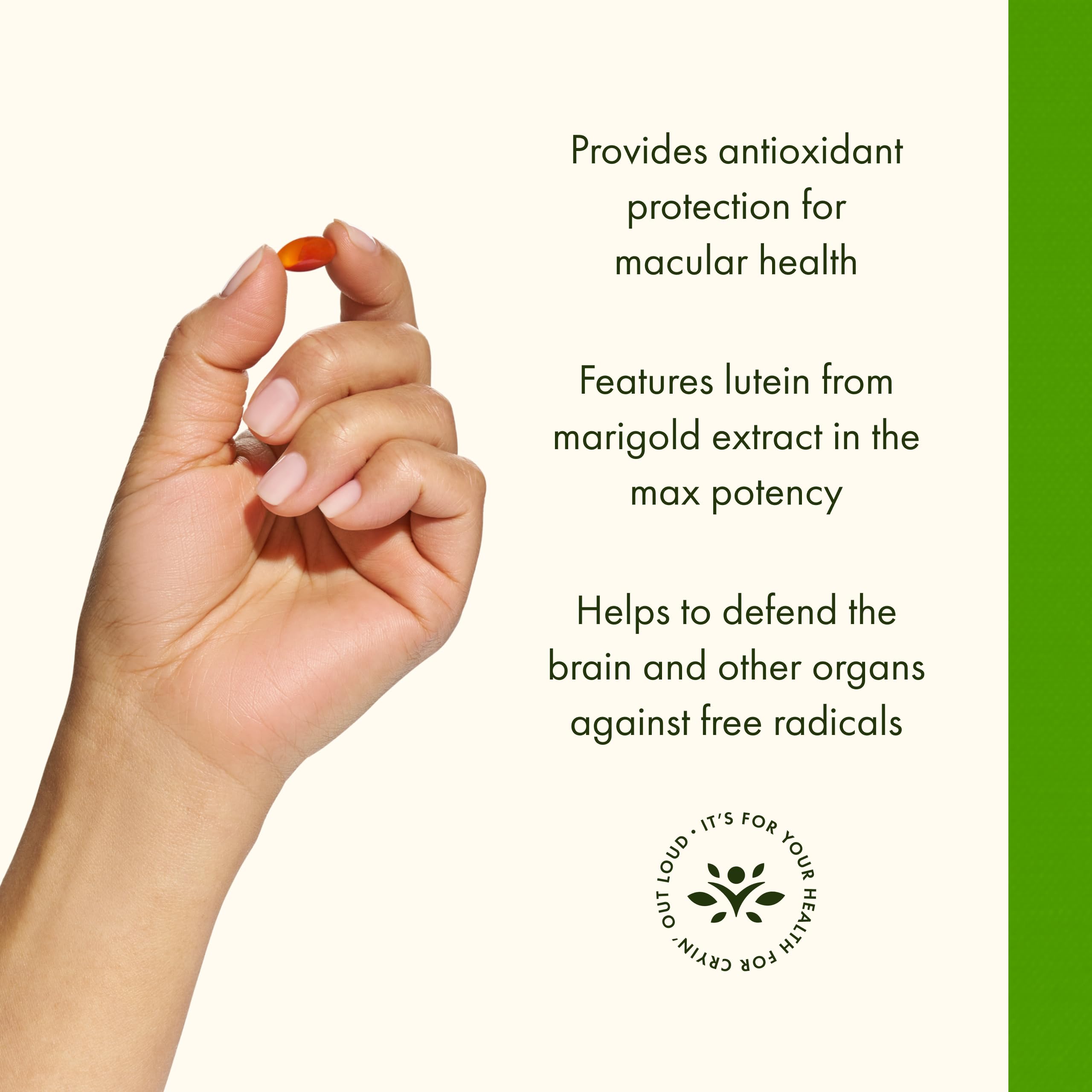 Swanson Lutein Softgels 20mg back view packaging
