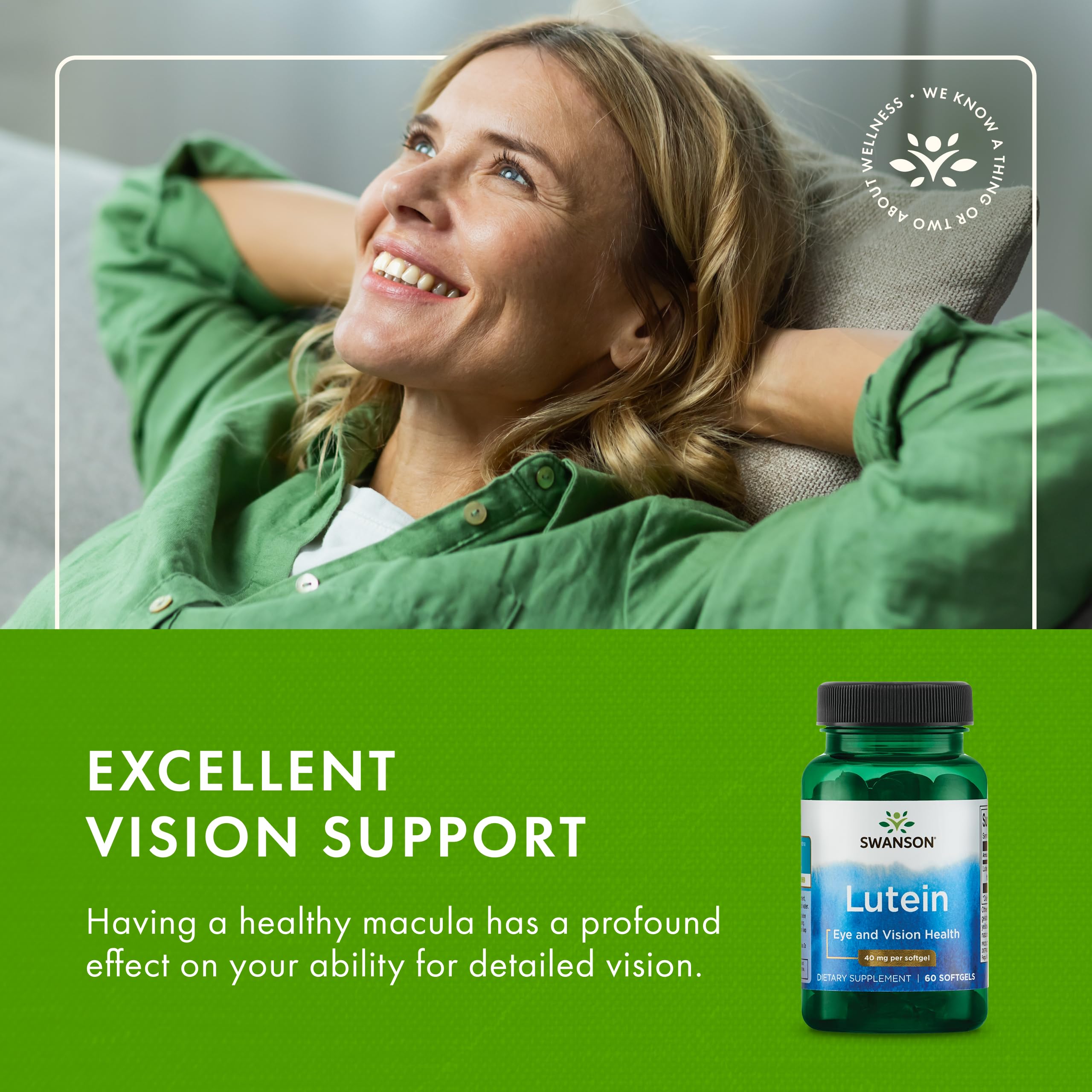 Swanson Lutein Softgels 4mg with marigold flower