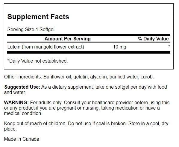 Swanson Lutein Supplement capsule close-up showing details