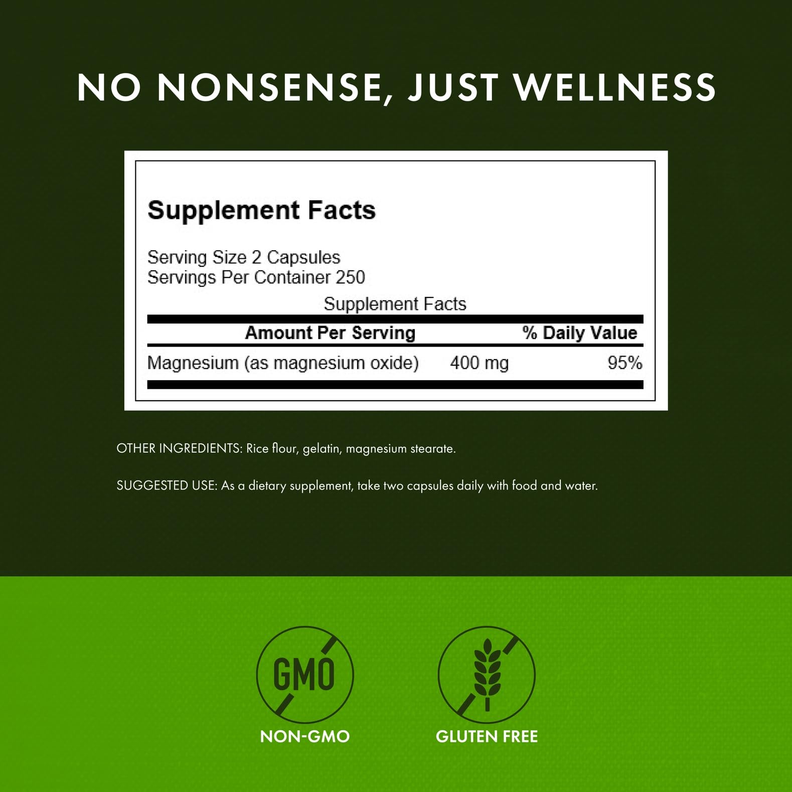 Swanson Magnesium Supplement 400mg capsules close-up