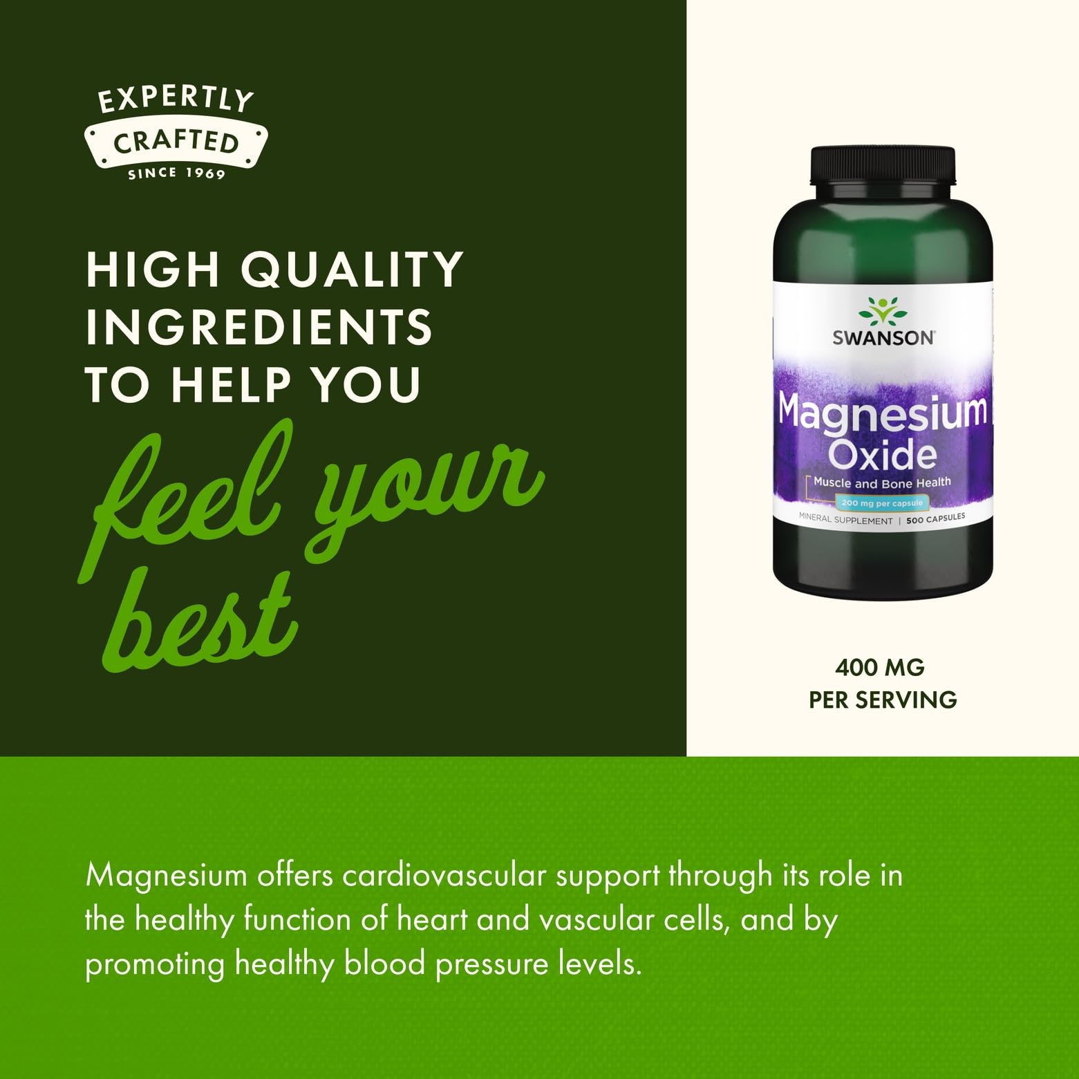 Swanson Magnesium Supplement 400mg with measuring spoon