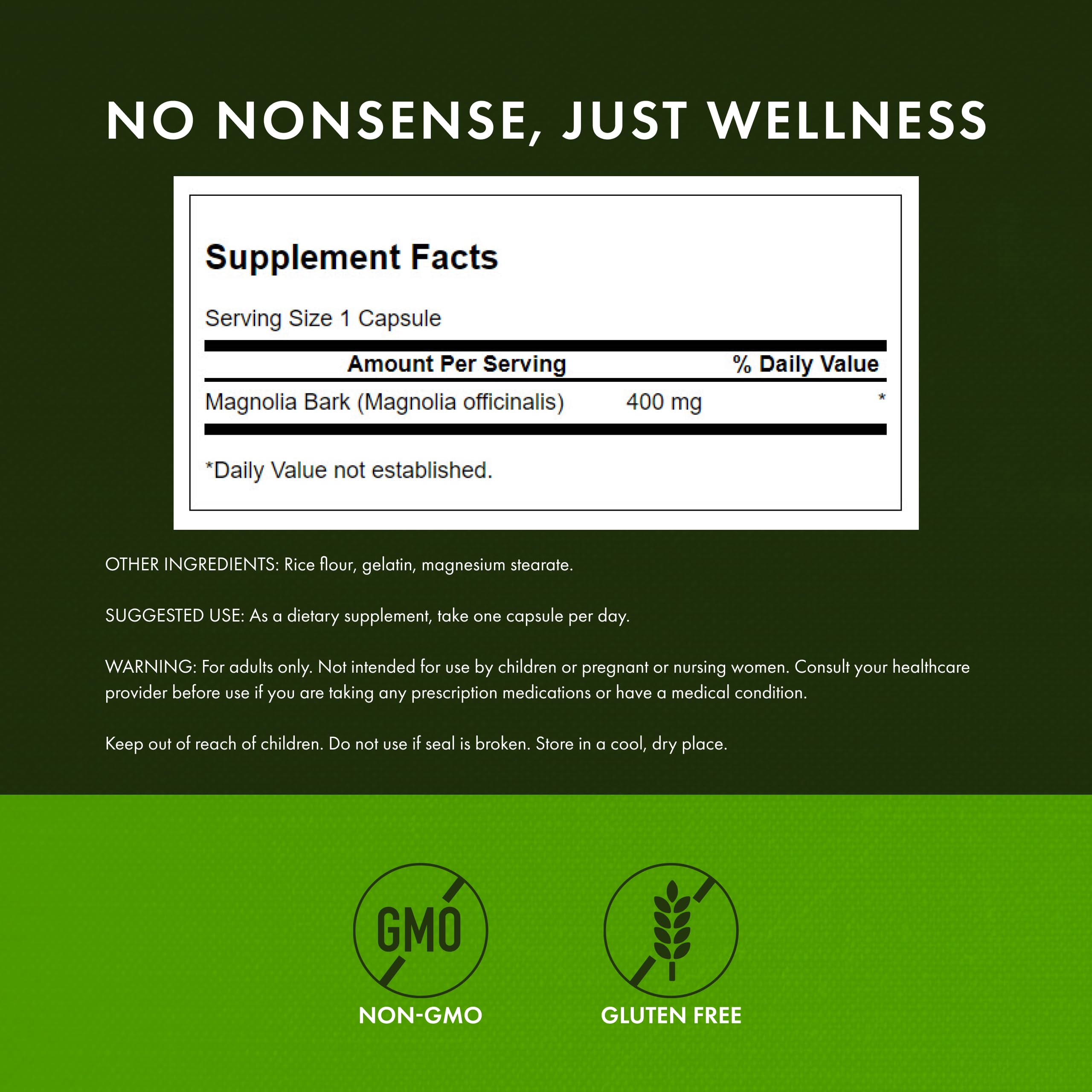 Swanson Magnolia Bark 400mg Capsules packaging