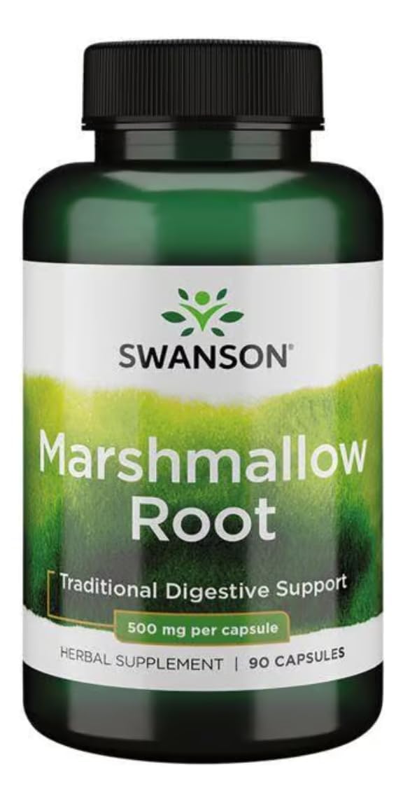 Swanson Marshmallow Root Capsules 500mg bottle front view
