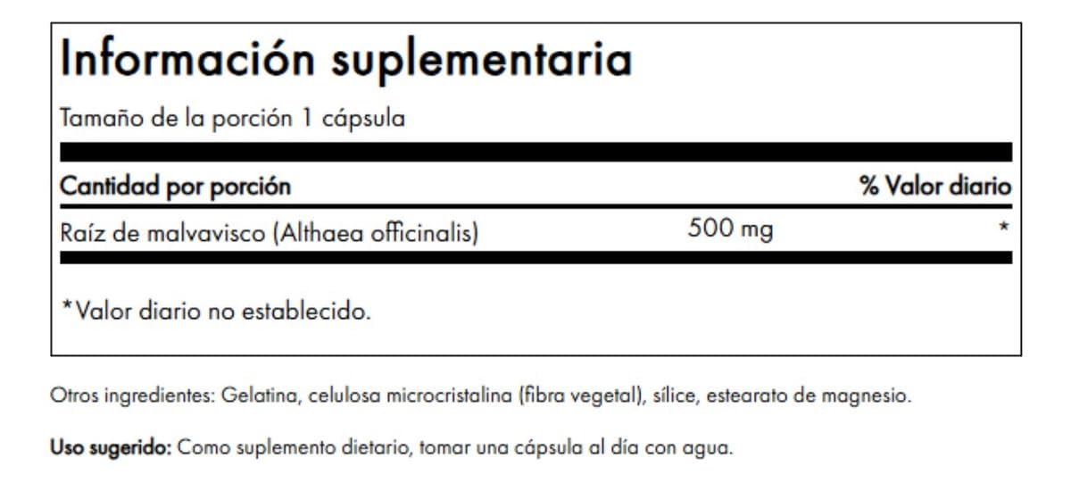 Swanson Marshmallow Root Capsules 500mg close-up of capsules