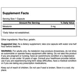 Swanson Melatonin 3 mg capsules close-up showing capsule details