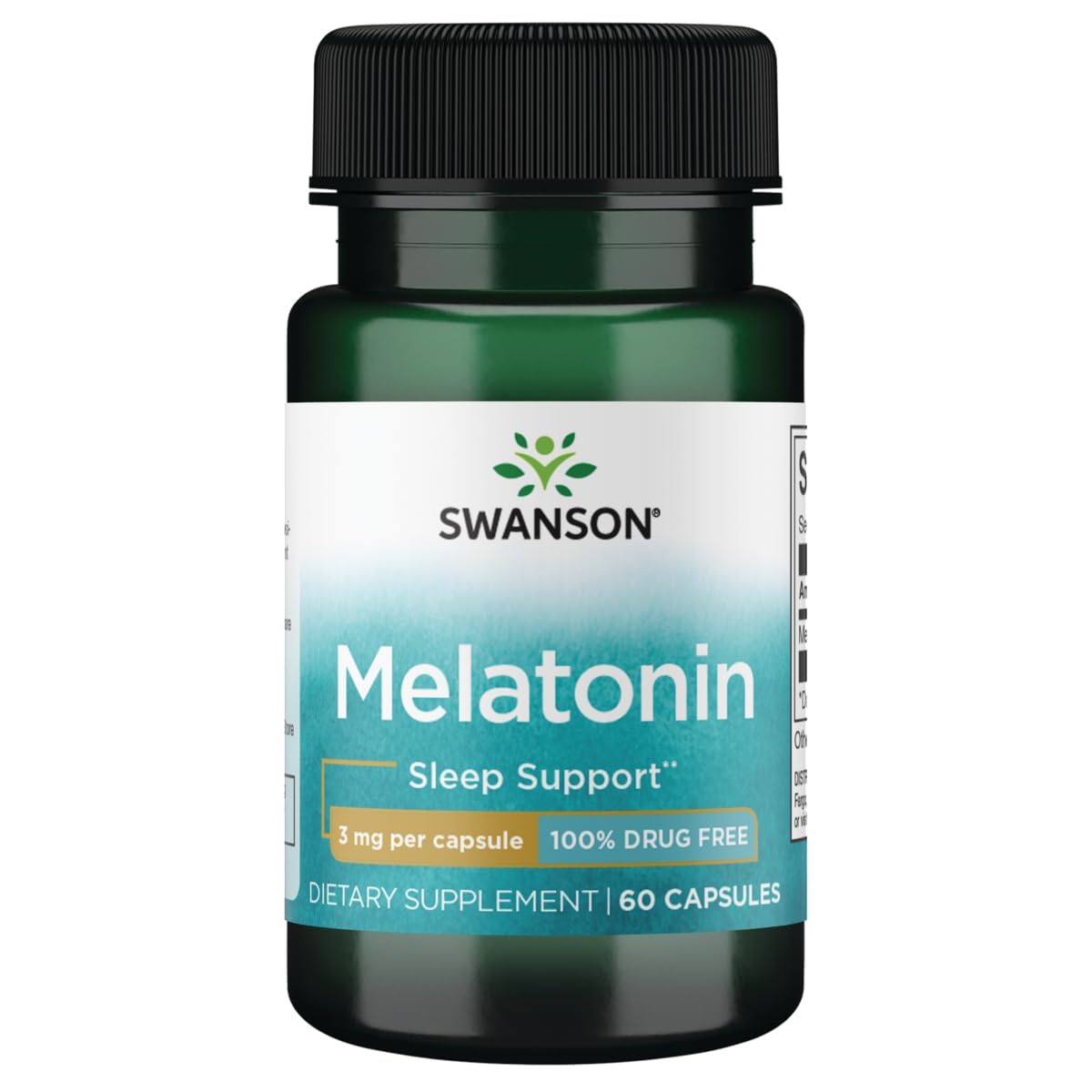 Swanson Melatonin 3 mg capsules front view with packaging