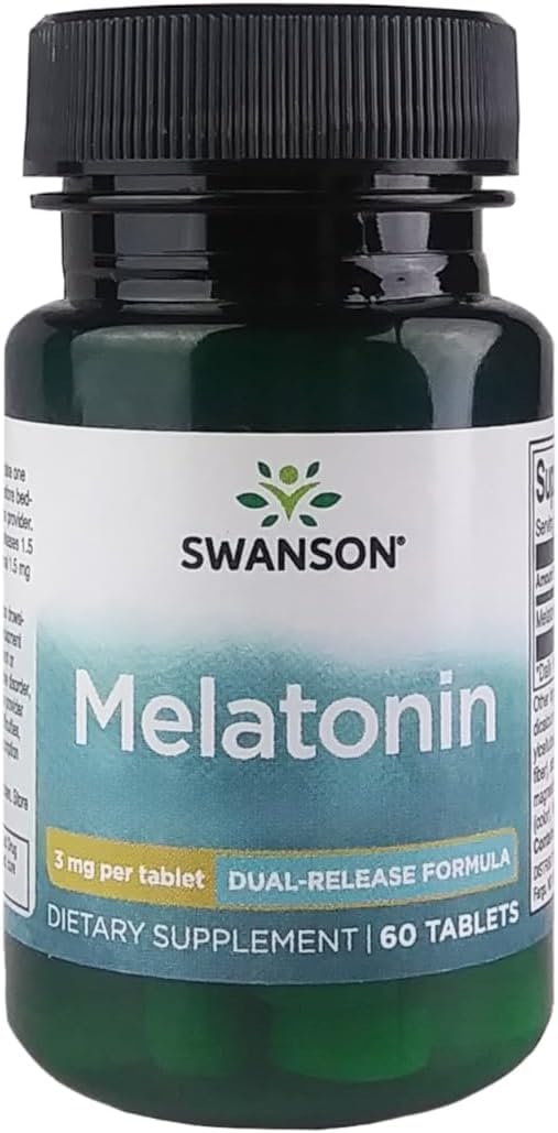Swanson Melatonin 3 mg tablets front view in packaging