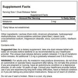 Swanson Melatonin 3 mg tablets side view with dosage details