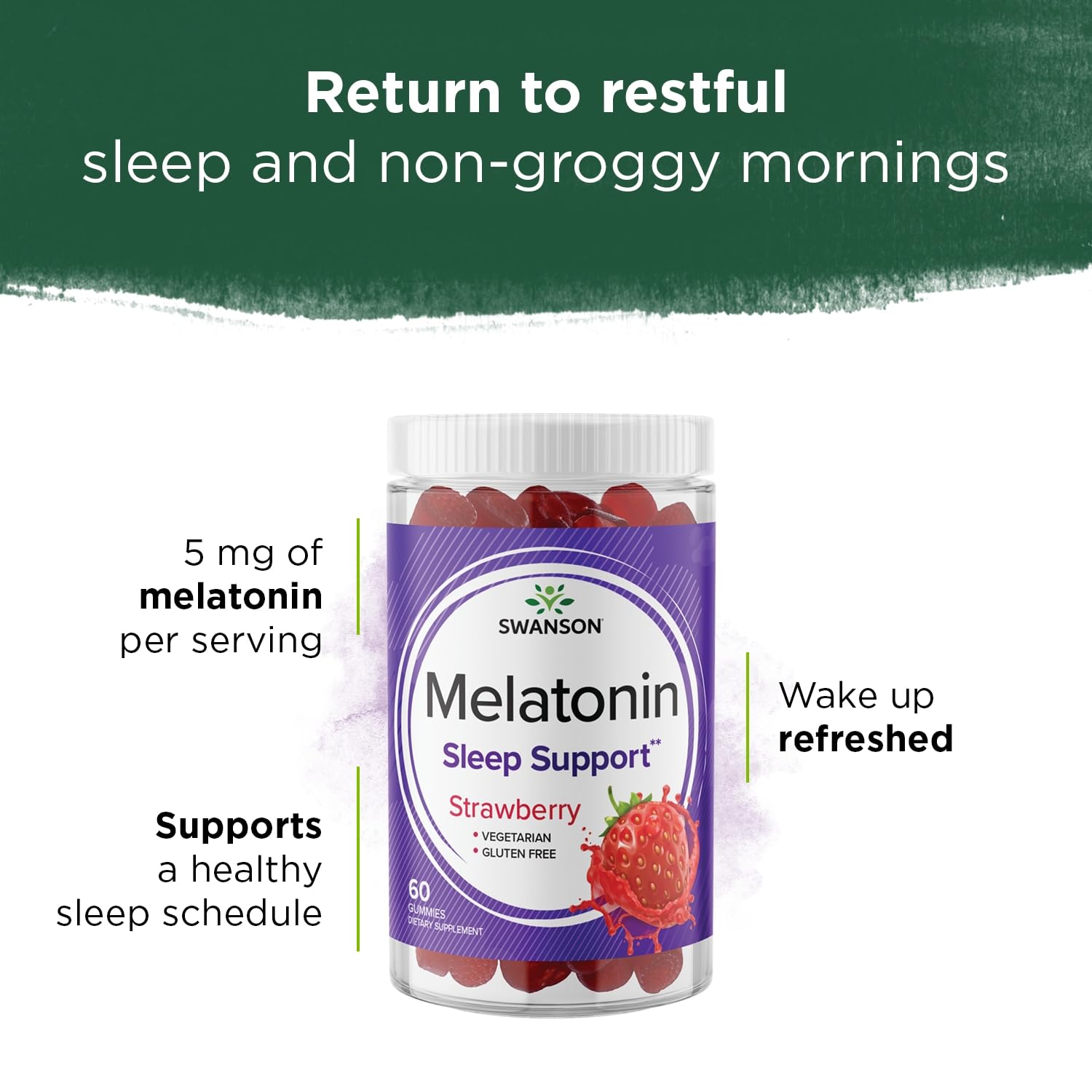 Swanson Melatonin Gummies Strawberry flavour side view