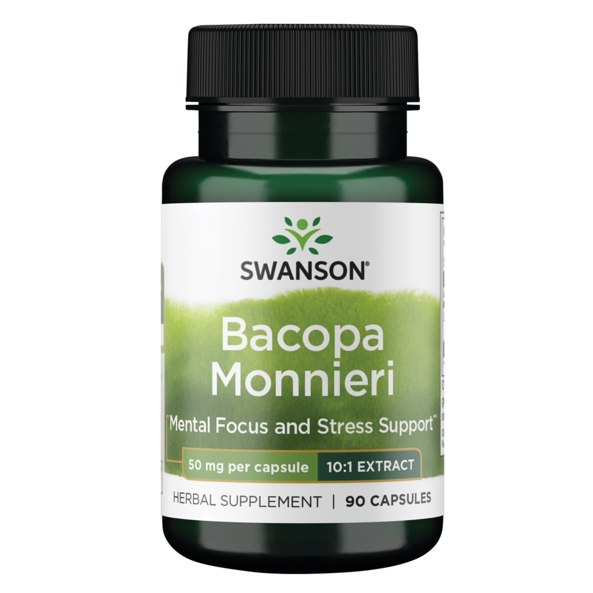 Swanson Memory Support Supplement front view with 50mg Bacopa Monnieri