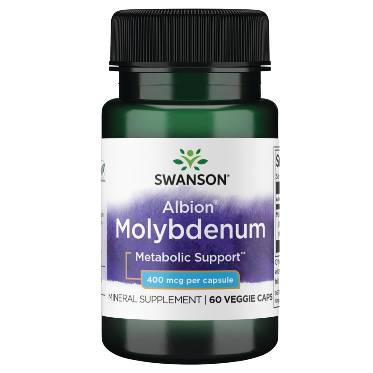 Swanson Molybdenum 400 mcg vegetarian capsules front view