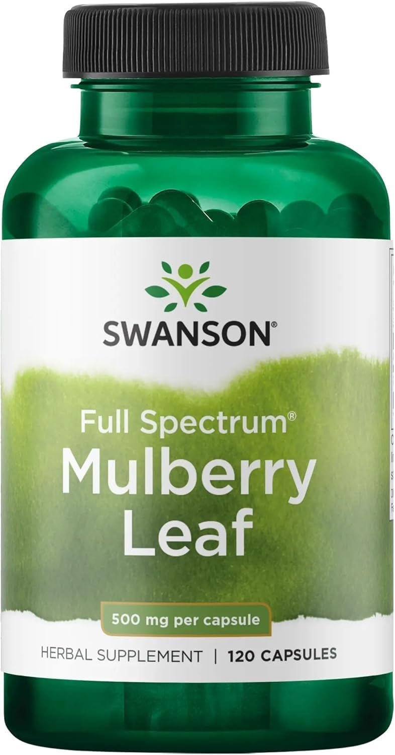 Swanson Mulberry Leaf Capsules 1g front view
