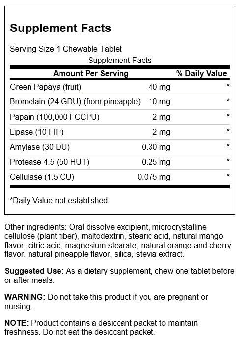 Swanson Multi-Enzymes packaging with Green Papaya details
