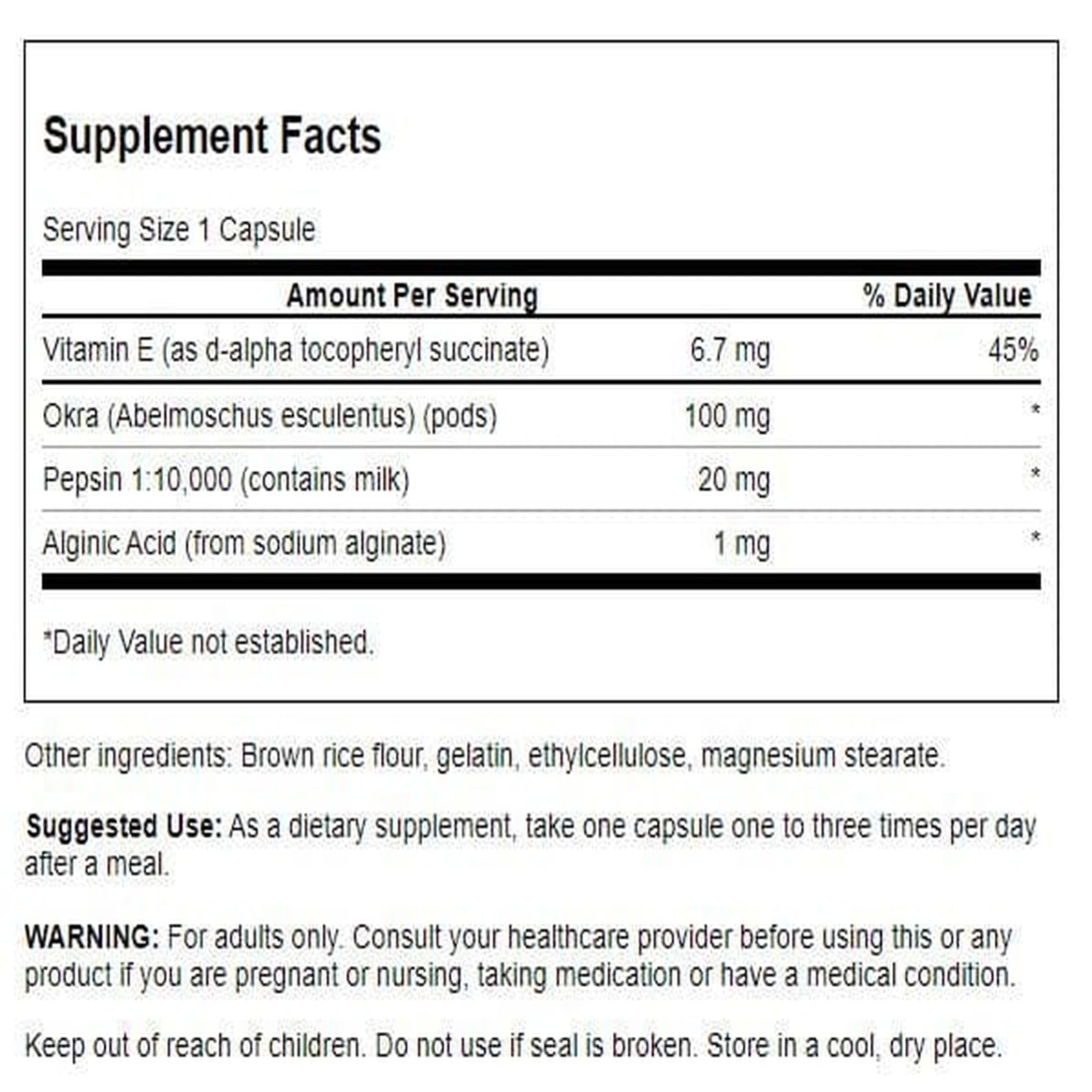 Swanson Multi-Enzymes with Okra 100mg side view of capsules