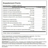 Swanson Multivitamin Supplement back view with ingredient list