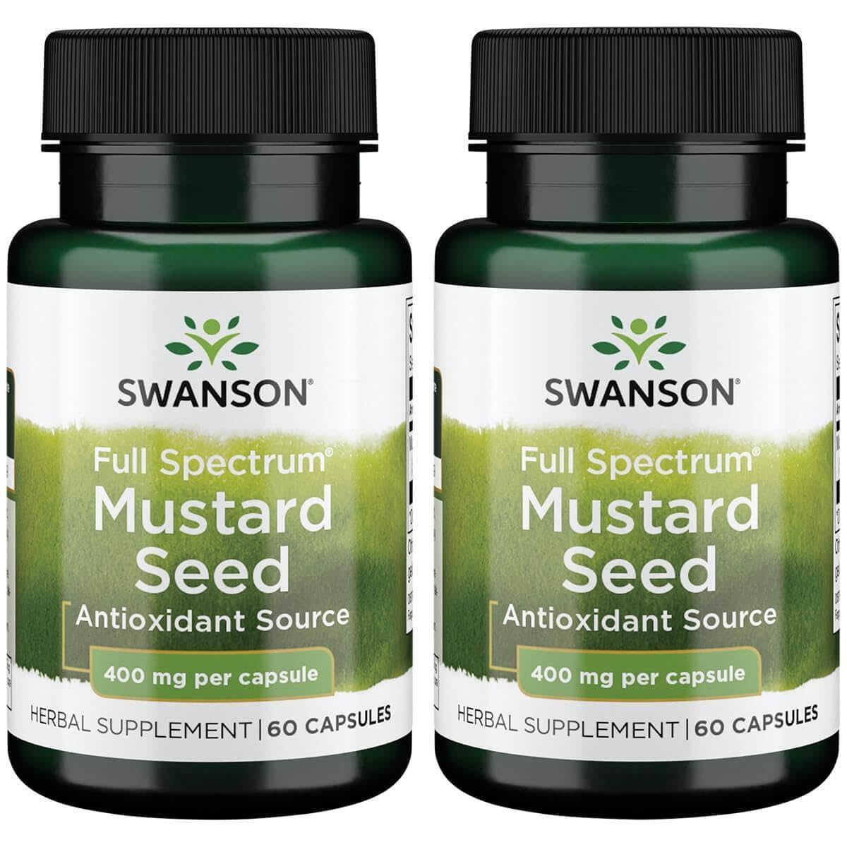 Swanson Mustard Seed 400 mg Herbal Supplement Capsules front view
