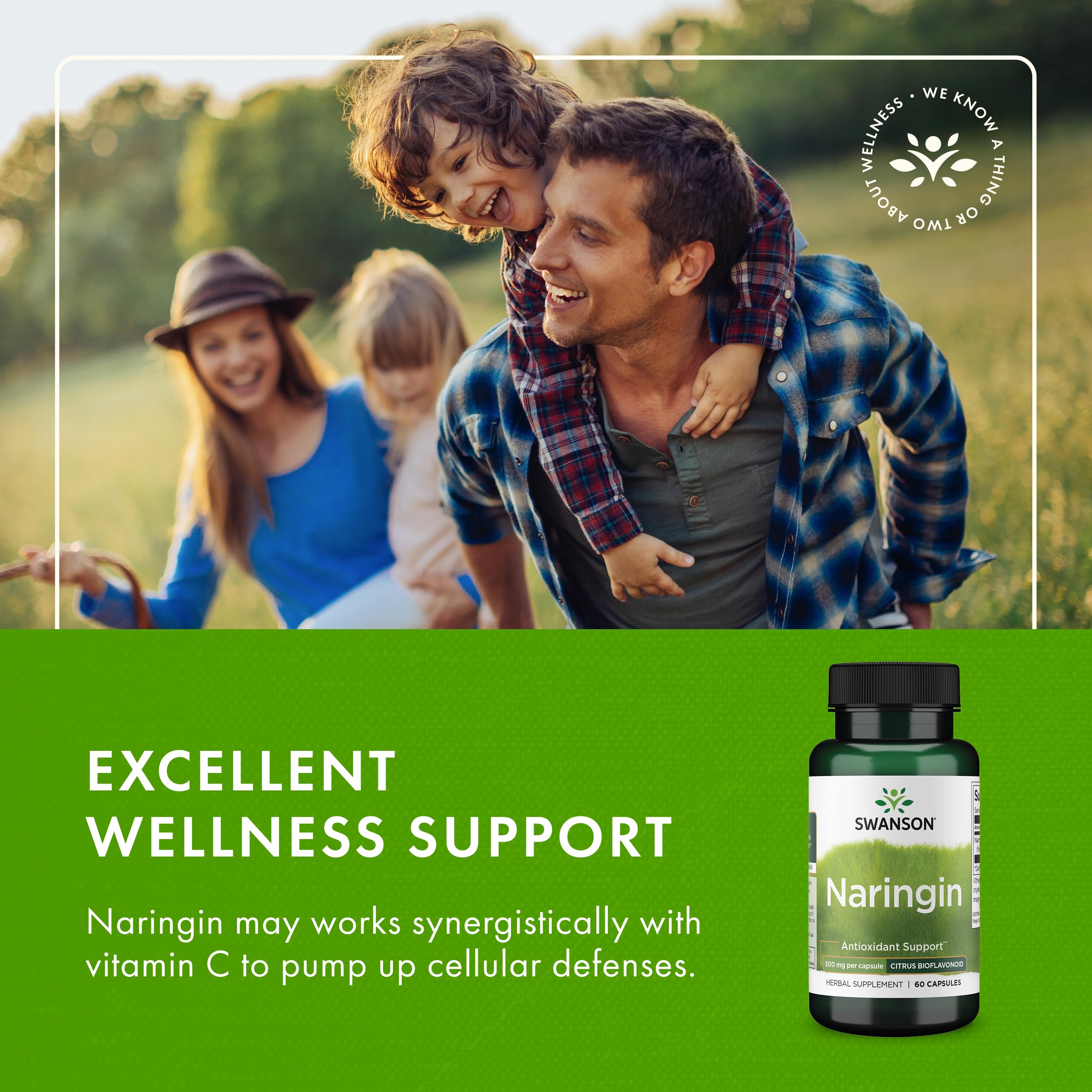 Swanson Naringin 500 mg Capsules on wooden table