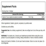 Swanson Natural Vitamin E 134.2mg capsules in a clear bottle