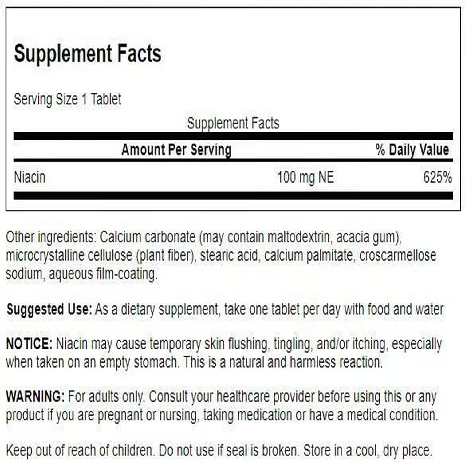 Swanson Niacin B3 Supplement 100 mg NE 90 Capsules side view