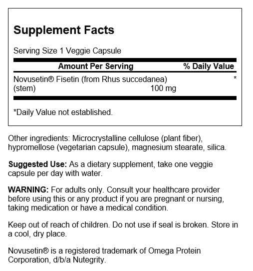 Swanson Novusetin Fisetin 100mg Vegan Capsules side view