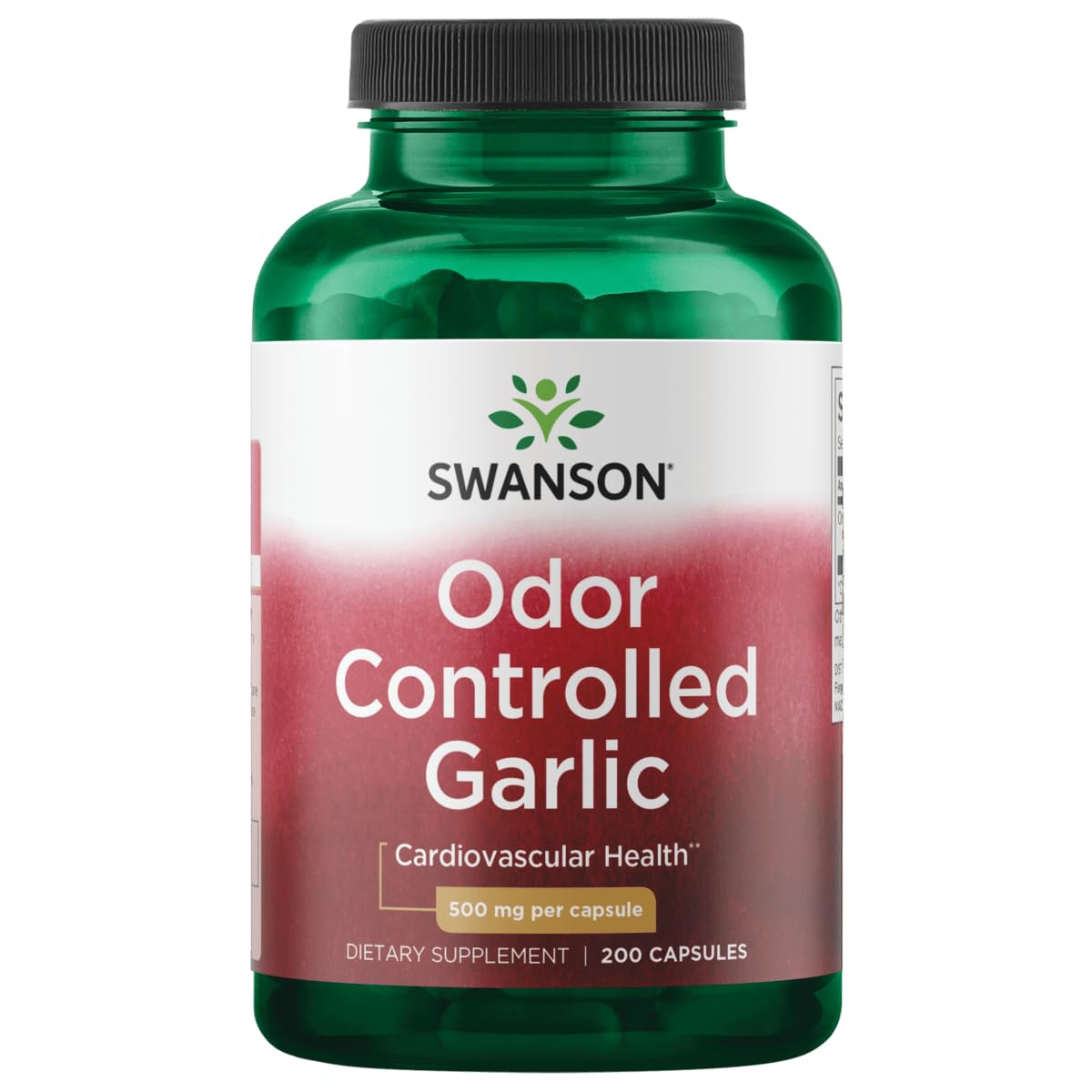 Swanson Odor-Controlled Garlic 500 mg supplement front view